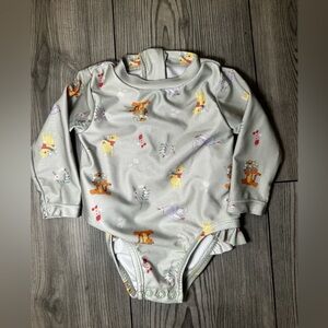 Disney Light Sage Long-Sleeve One-Piece Swimsuit with Winnie the Pooh Characters